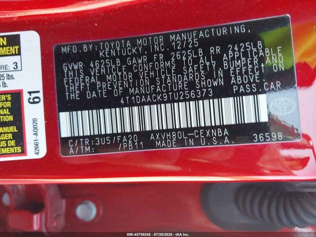 4T1DAACK9TU256373 2026 TOYOTA CAMRY photo no. 9
