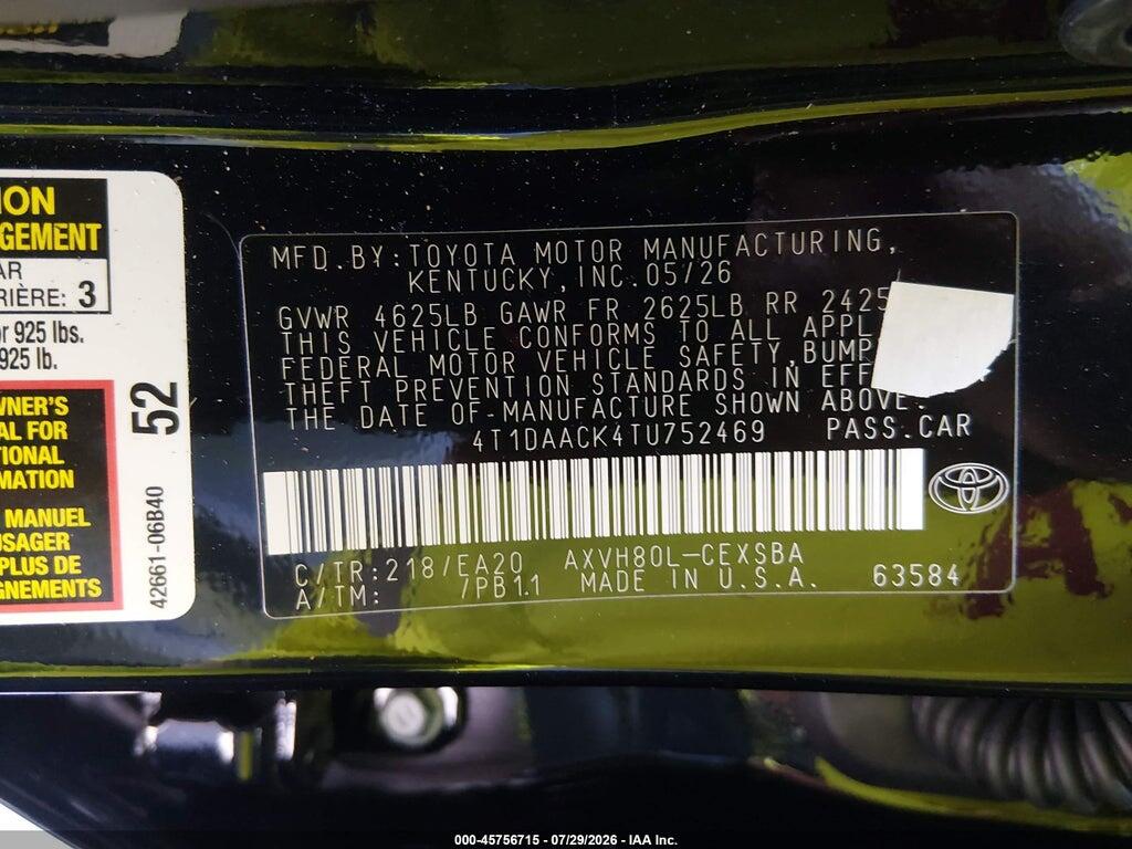 4T1DAACK4TU752469 2026 TOYOTA CAMRY photo no. 9