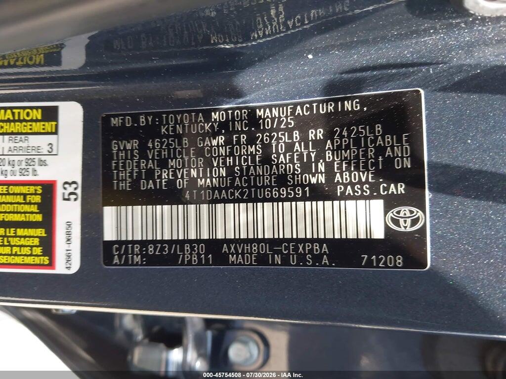 4T1DAACK2TU669591 2026 TOYOTA CAMRY photo no. 9