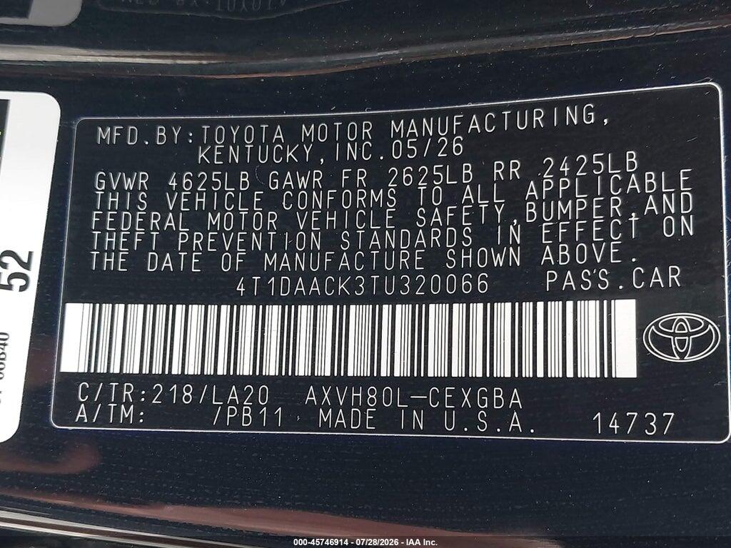 4T1DAACK3TU320066 2026 TOYOTA CAMRY photo no. 9