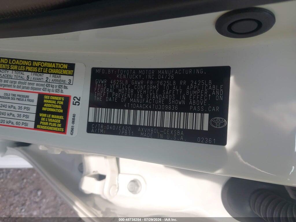 4T1DAACK4TU309836 2026 TOYOTA CAMRY photo no. 9