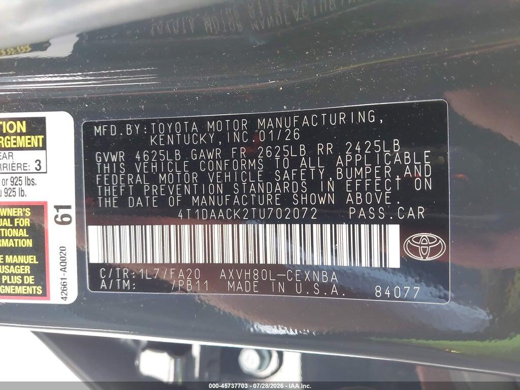 4T1DAACK2TU702072 2026 TOYOTA CAMRY photo no. 9