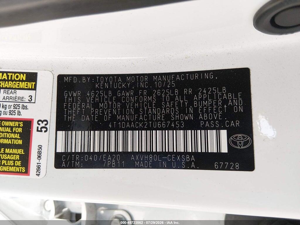 4T1DAACK2TU667453 2026 TOYOTA CAMRY photo no. 9