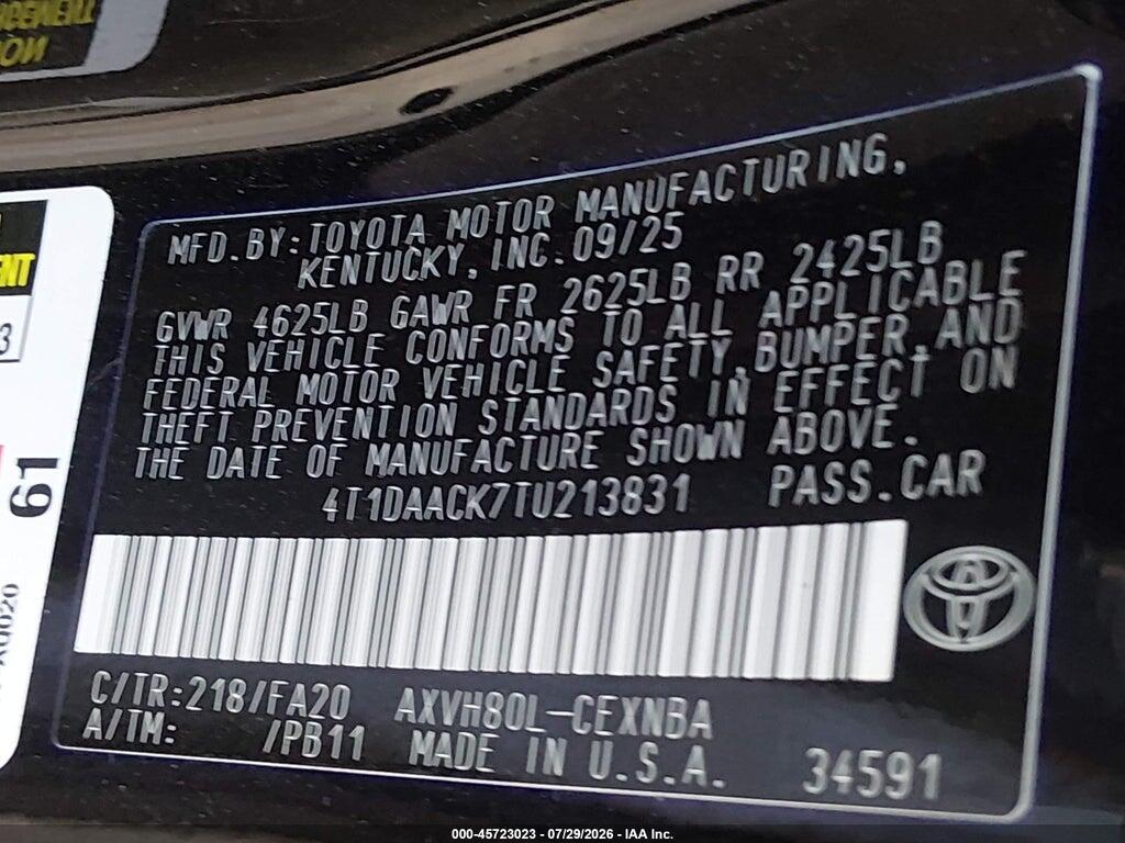 4T1DAACK7TU213831 2026 TOYOTA CAMRY photo no. 9