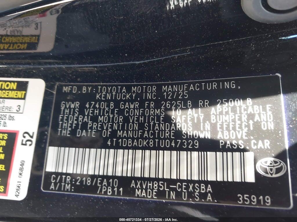 4T1DBADK8TU047329 2026 TOYOTA CAMRY photo no. 9