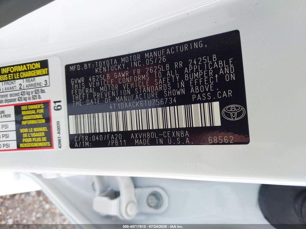4T1DAACK6TU756734 2026 TOYOTA CAMRY photo no. 9