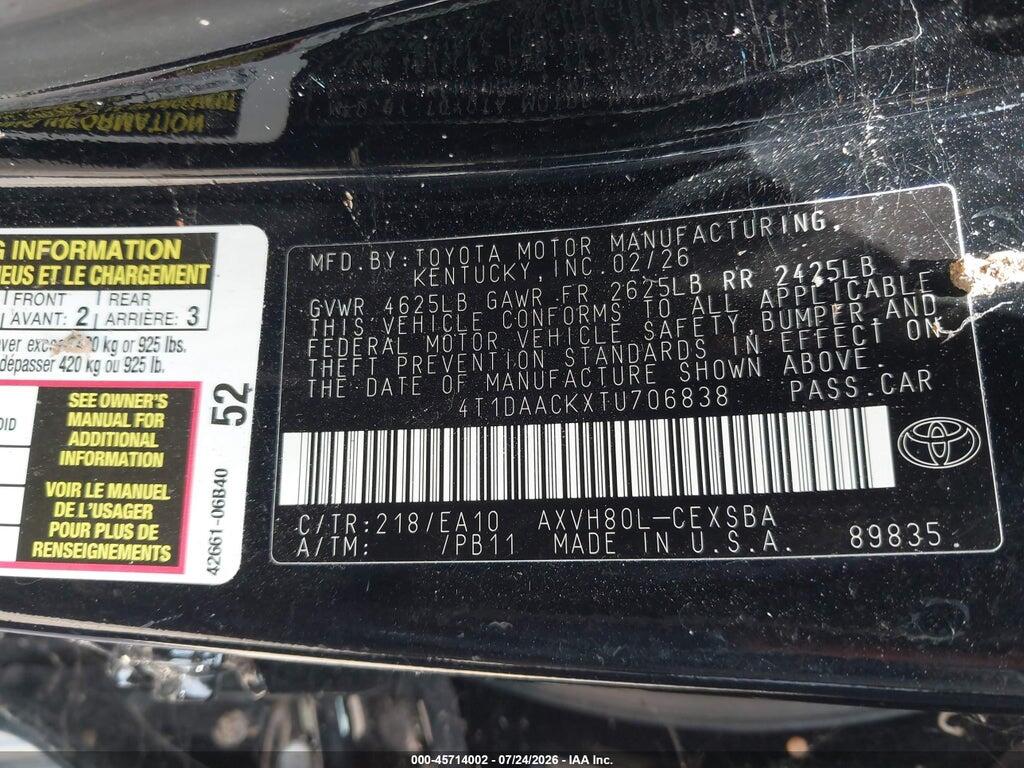 4T1DAACKXTU706838 2026 TOYOTA CAMRY photo no. 9