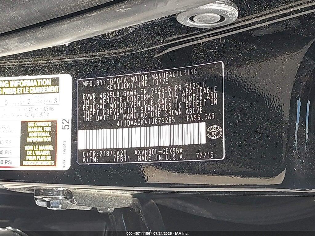 4T1DAACK4TU673285 2026 TOYOTA CAMRY photo no. 9