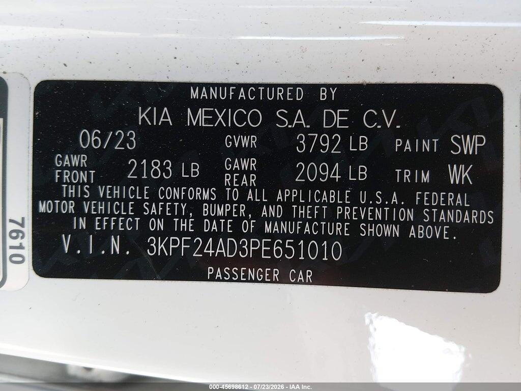 3KPF24AD3PE651010 2023 KIA FORTE photo no. 9