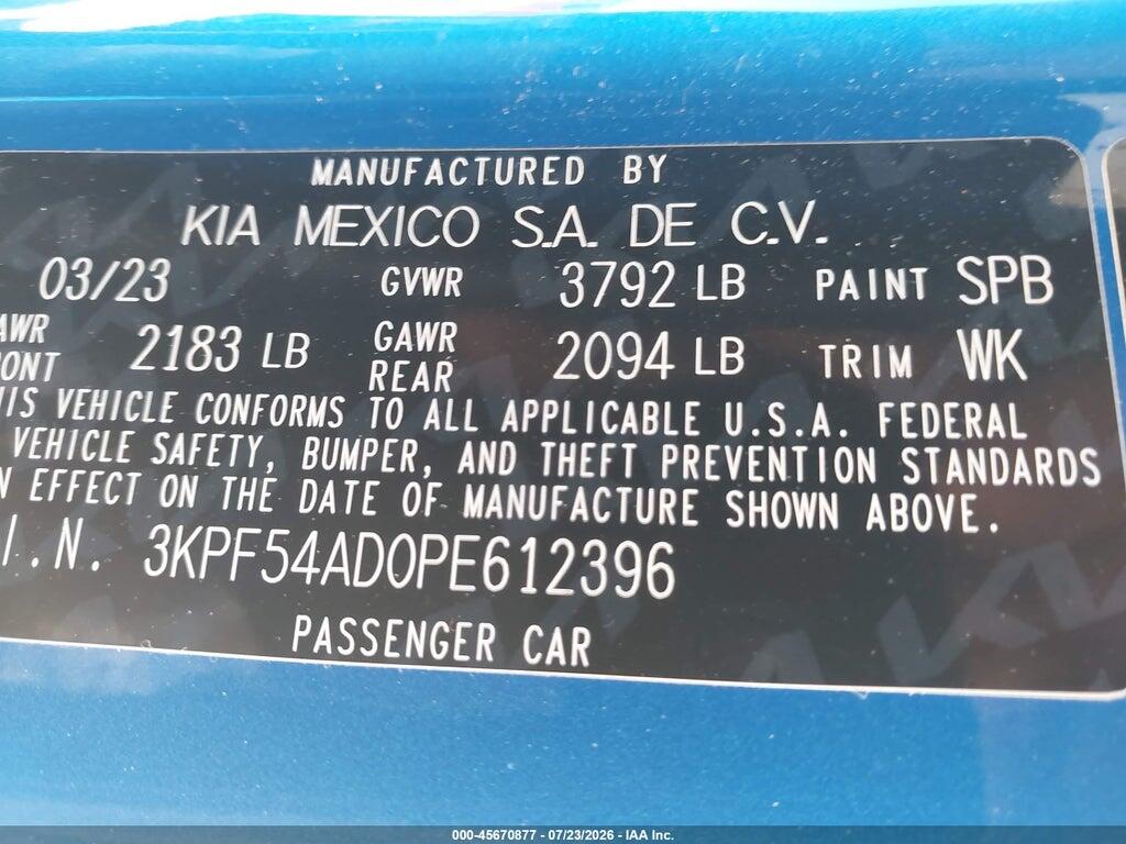 3KPF54AD0PE612396 2023 KIA FORTE photo no. 9