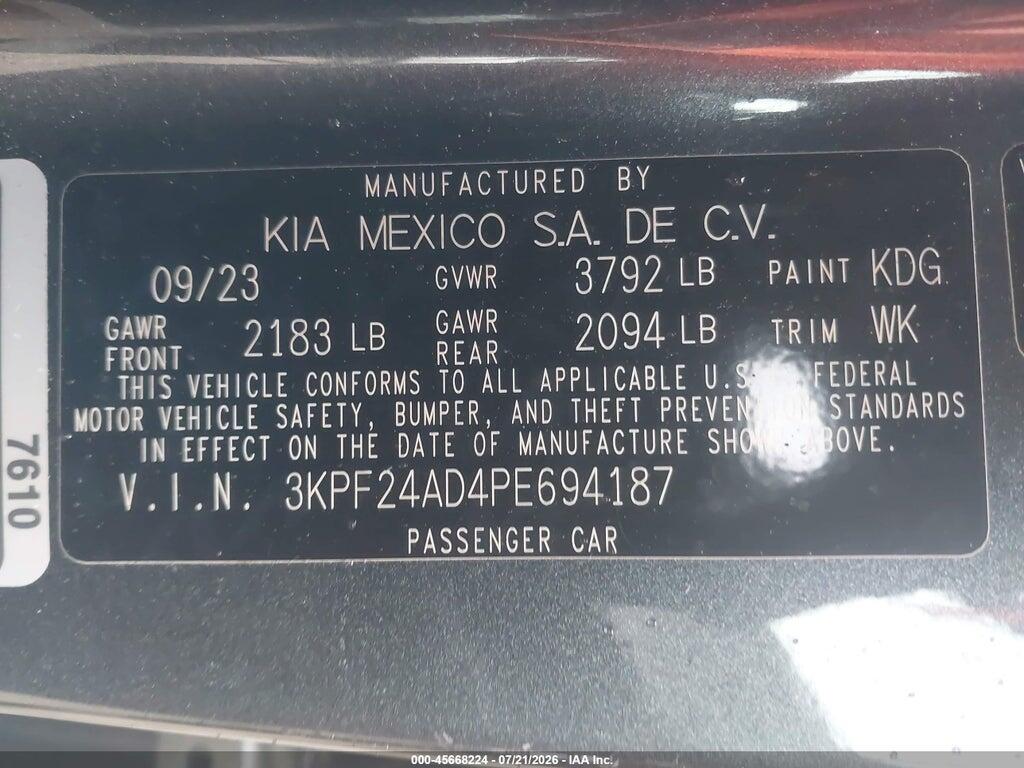 3KPF24AD4PE694187 2023 KIA FORTE photo no. 9