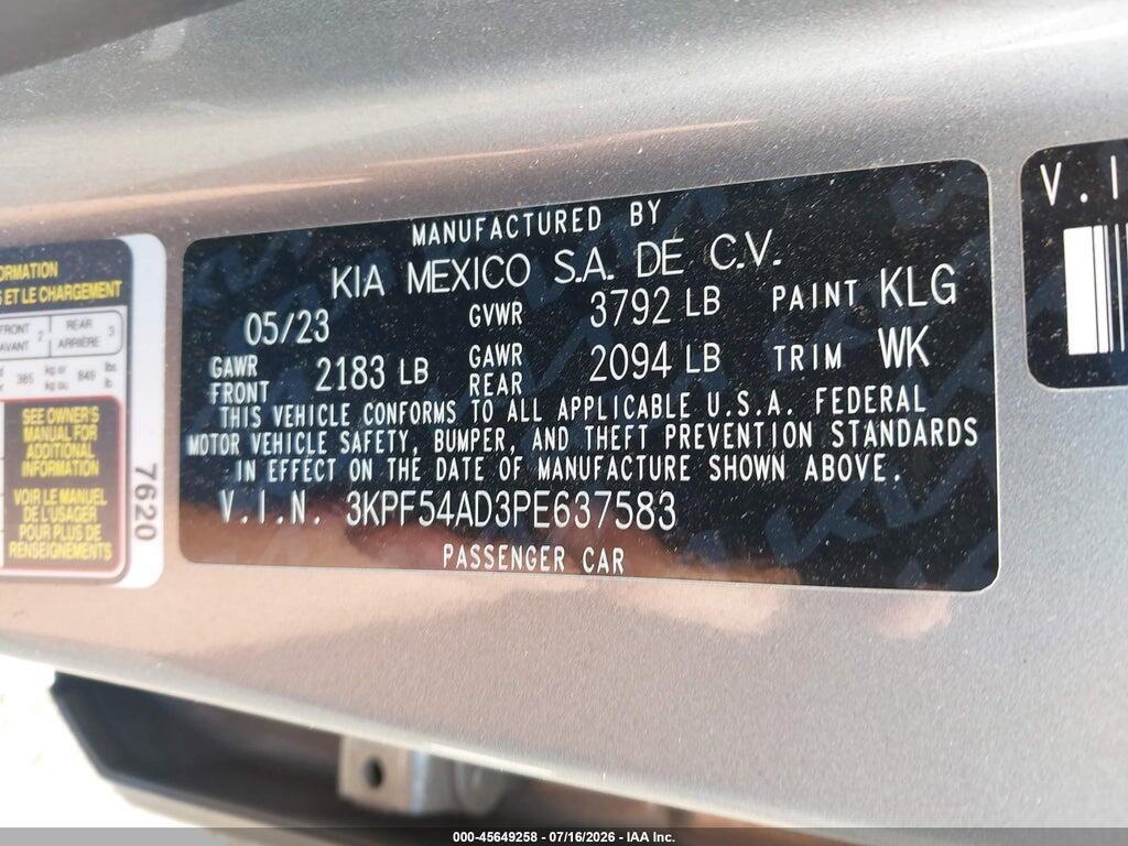 3KPF54AD3PE637583 2023 KIA FORTE photo no. 9