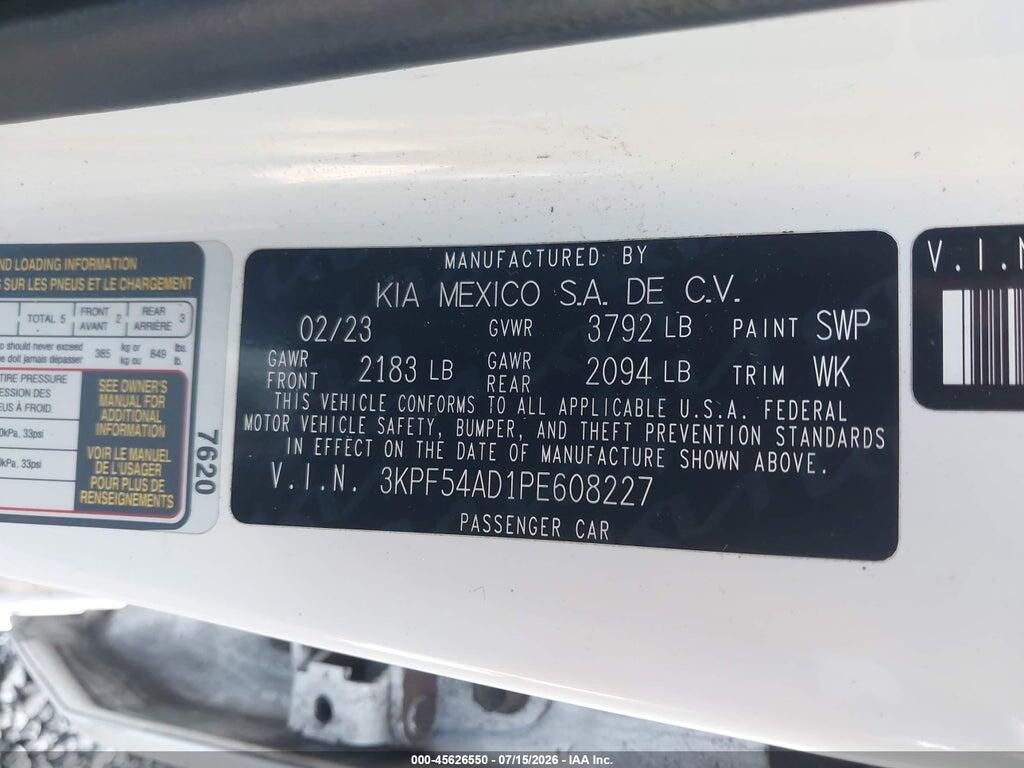 3KPF54AD1PE608227 2023 KIA FORTE photo no. 9