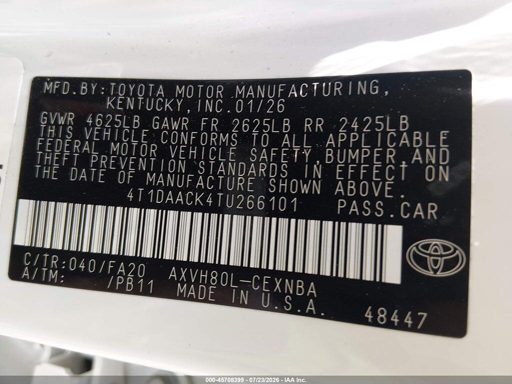 4T1DAACK4TU266101 2026 TOYOTA CAMRY photo no. 9