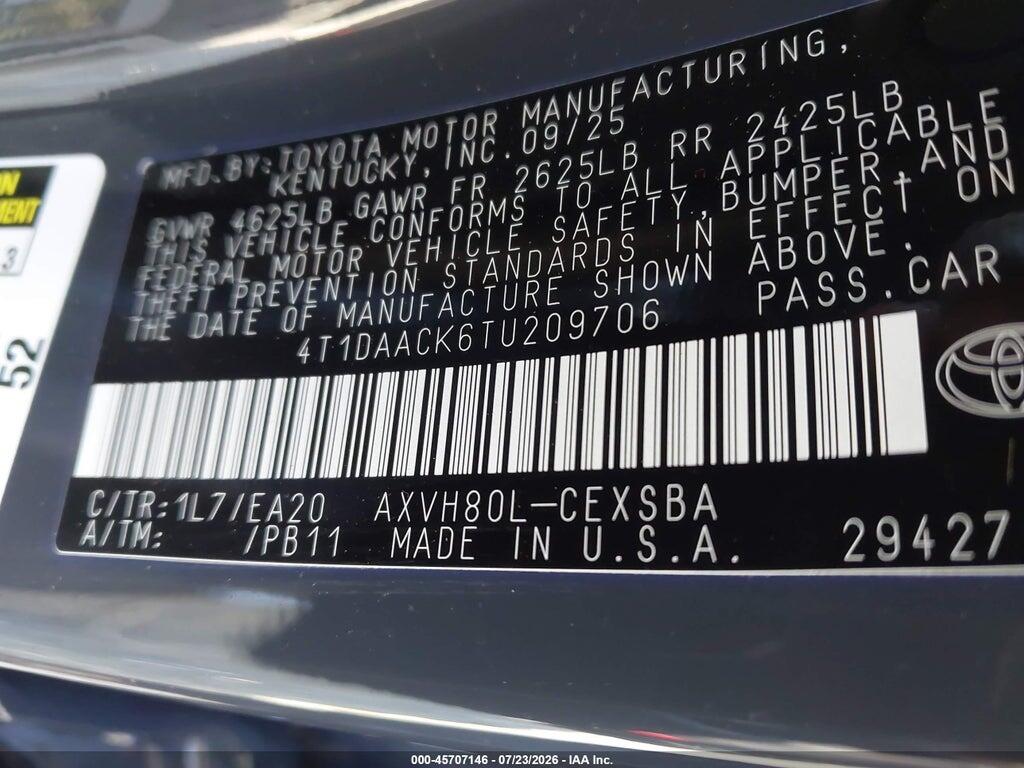 4T1DAACK6TU209706 2026 TOYOTA CAMRY photo no. 9