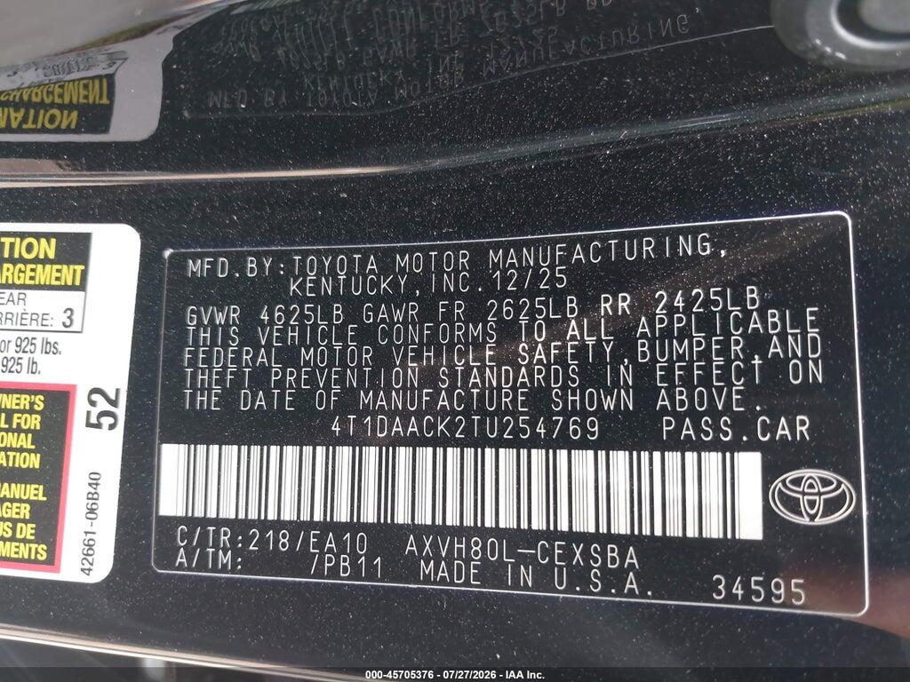 4T1DAACK2TU254769 2026 TOYOTA CAMRY photo no. 9