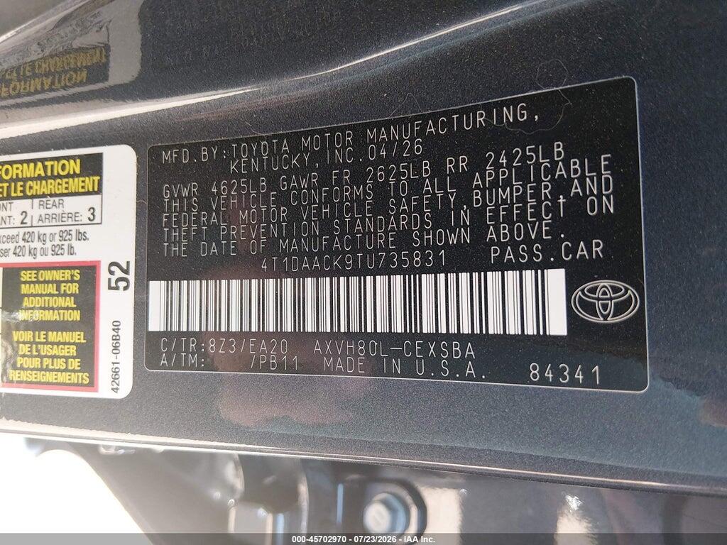 4T1DAACK9TU735831 2026 TOYOTA CAMRY photo no. 9