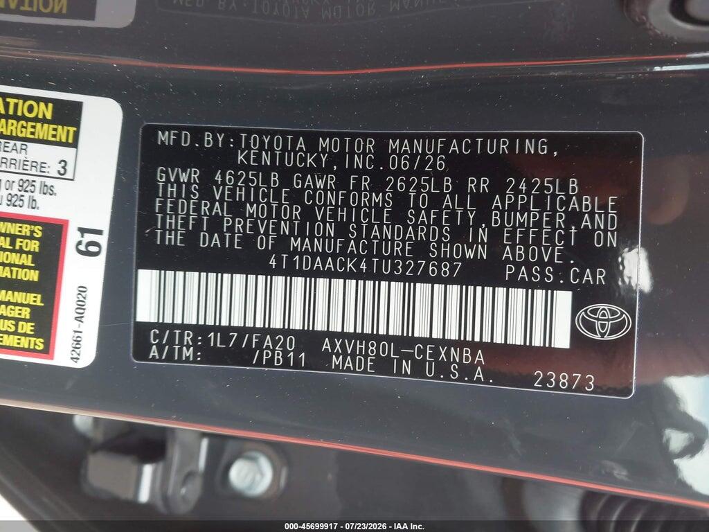 4T1DAACK4TU327687 2026 TOYOTA CAMRY photo no. 9