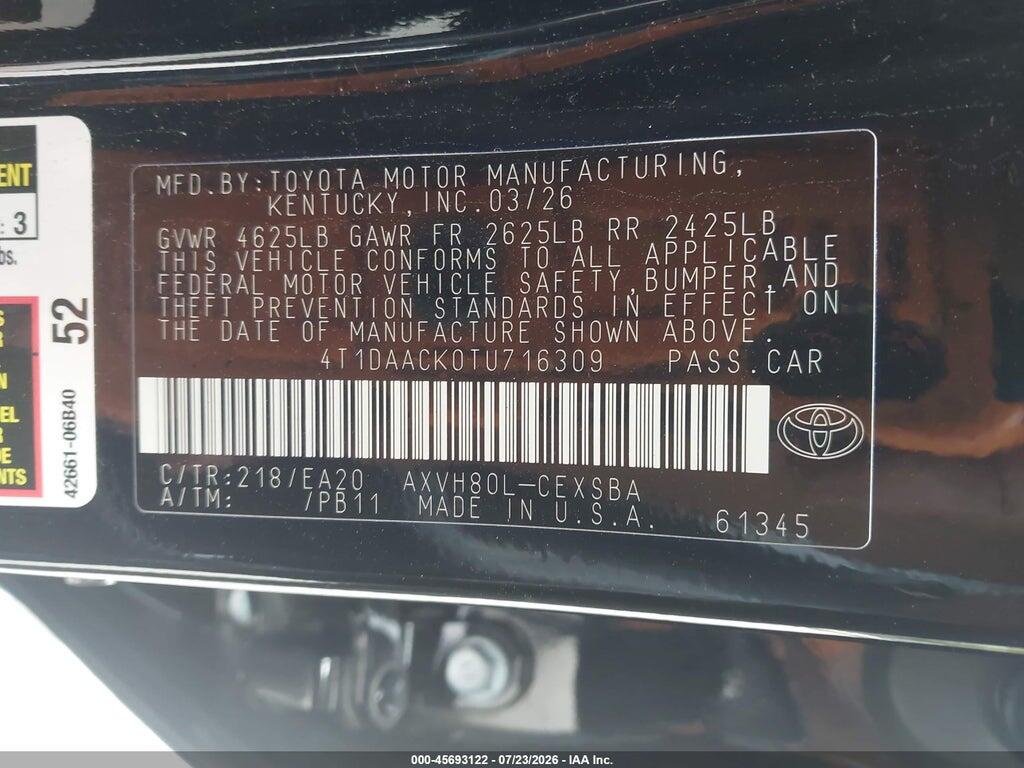 4T1DAACK0TU716309 2026 TOYOTA CAMRY photo no. 9