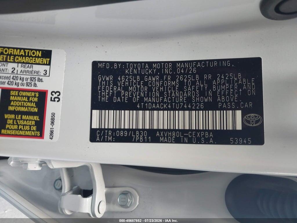 4T1DAACK4TU744226 2026 TOYOTA CAMRY photo no. 9