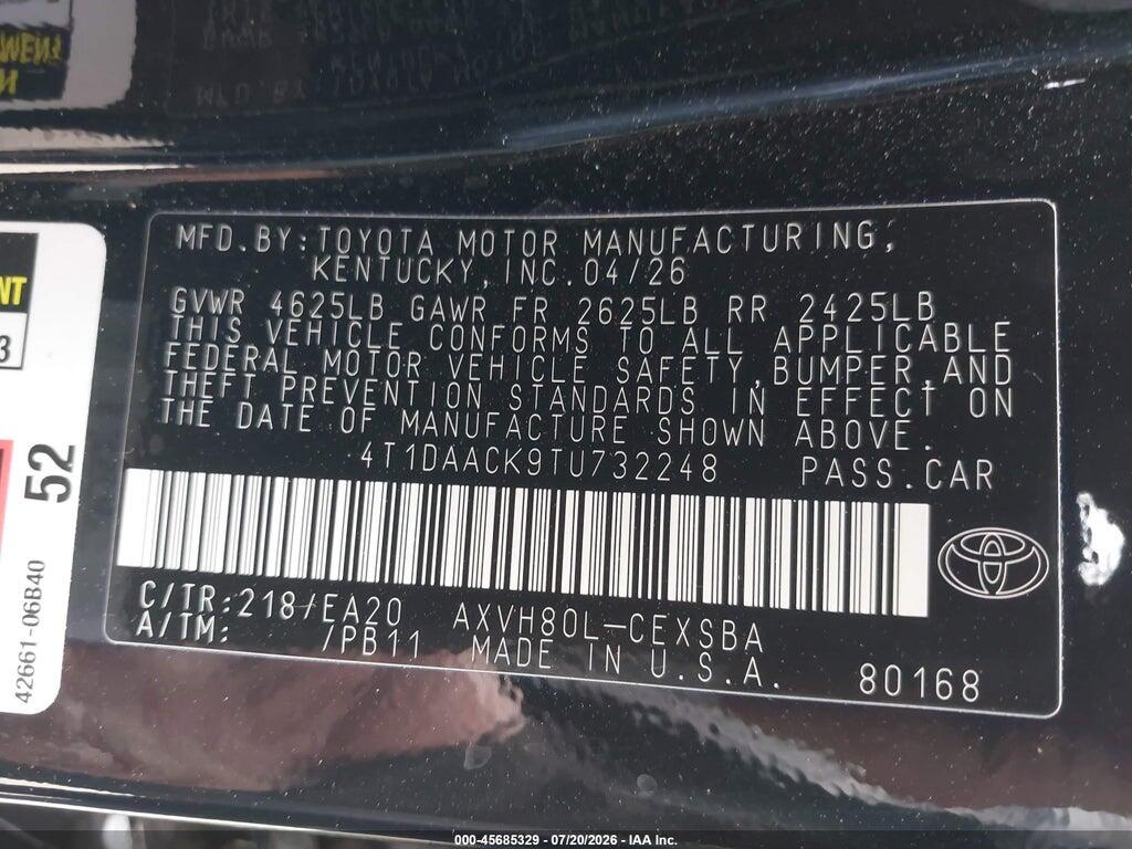 4T1DAACK9TU732248 2026 TOYOTA CAMRY photo no. 9