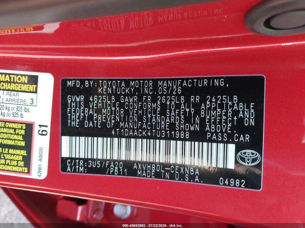 4T1DAACK4TU311988 2026 TOYOTA CAMRY photo no. 9