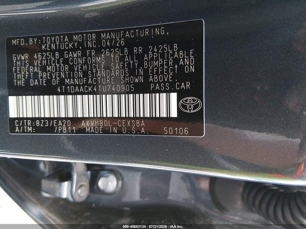 4T1DAACK4TU740905 2026 TOYOTA CAMRY photo no. 9