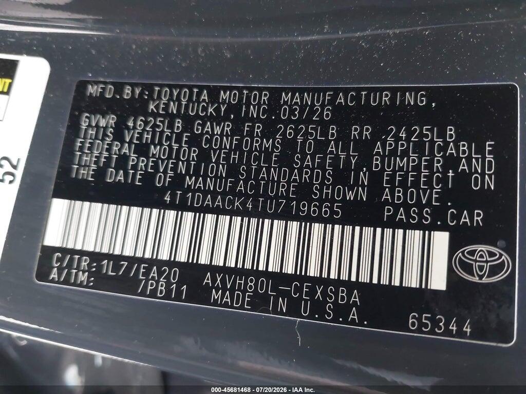 4T1DAACK4TU719665 2026 TOYOTA CAMRY photo no. 9