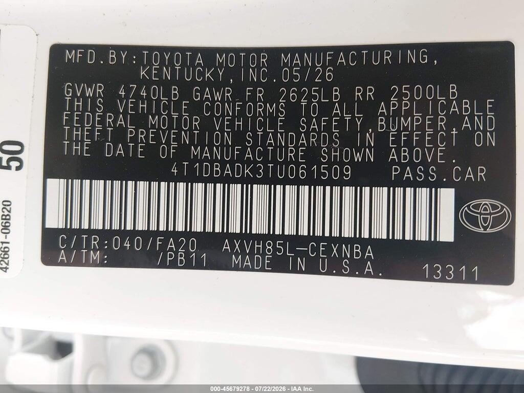 4T1DBADK3TU061509 2026 TOYOTA CAMRY photo no. 9
