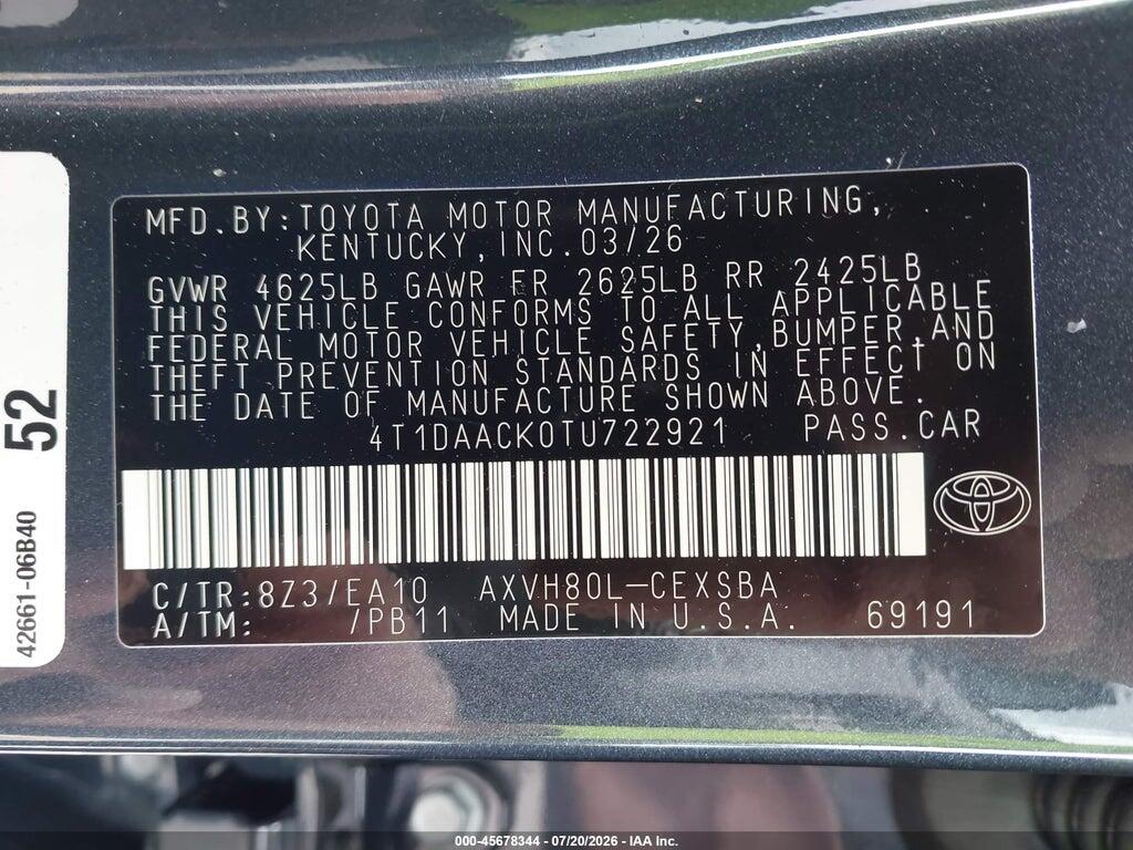 4T1DAACK0TU722921 2026 TOYOTA CAMRY photo no. 9