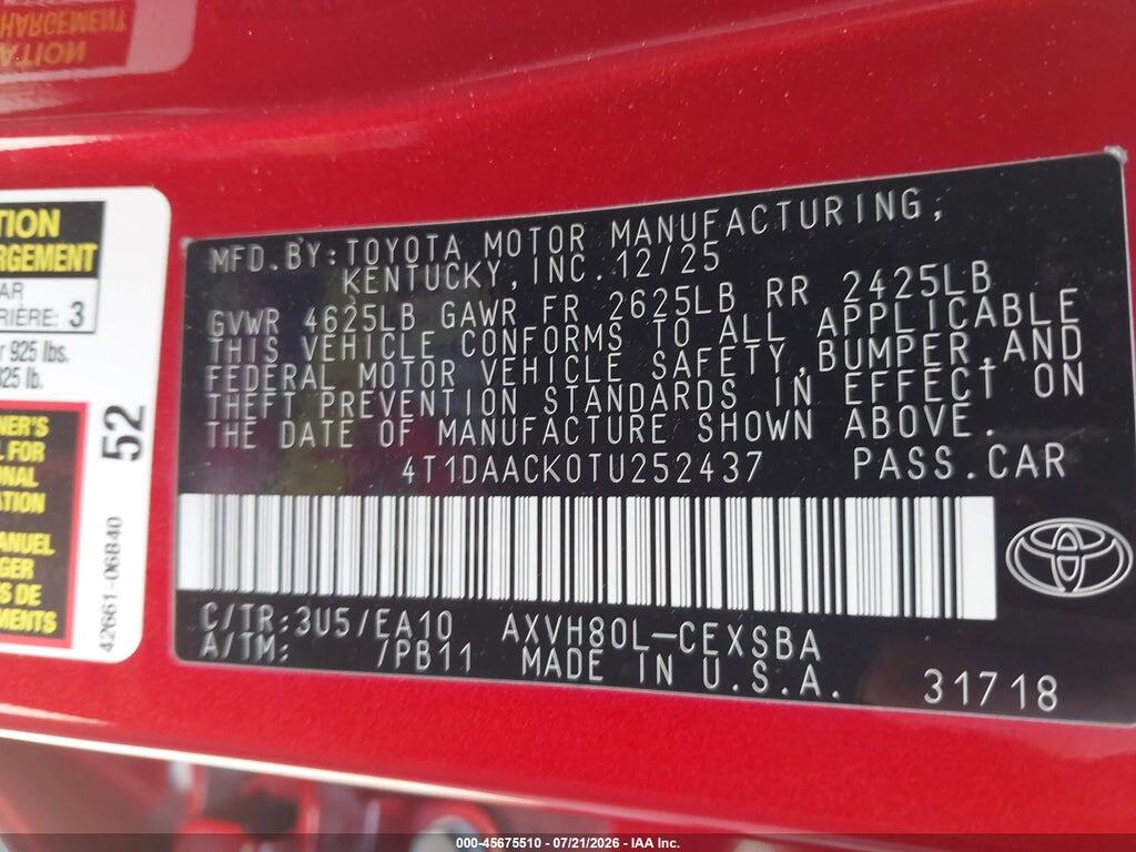 4T1DAACK0TU252437 2026 TOYOTA CAMRY photo no. 9