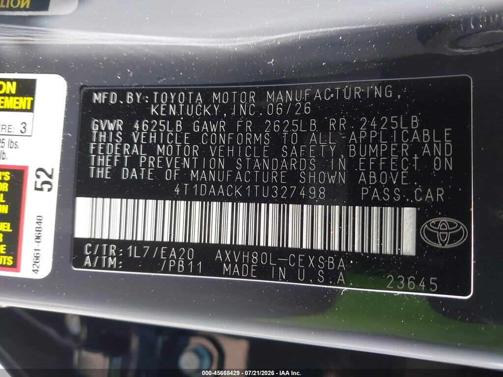 4T1DAACK1TU327498 2026 TOYOTA CAMRY photo no. 9