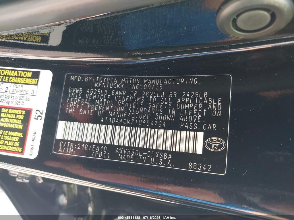 4T1DAACK7TU654794 2026 TOYOTA CAMRY photo no. 9