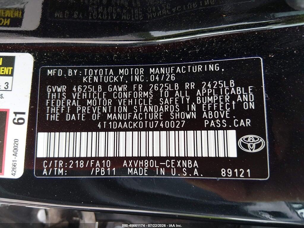 4T1DAACK0TU740027 2026 TOYOTA CAMRY photo no. 9