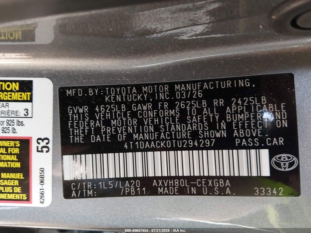 4T1DAACK0TU294297 2026 TOYOTA CAMRY photo no. 9
