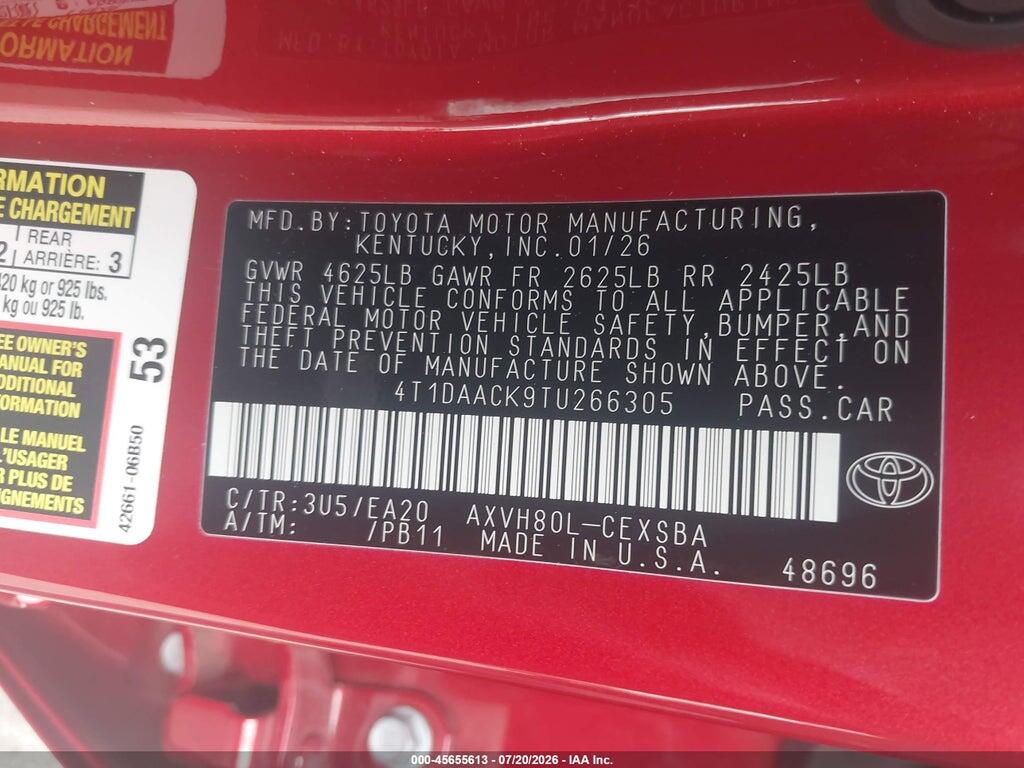 4T1DAACK9TU266305 2026 TOYOTA CAMRY photo no. 9