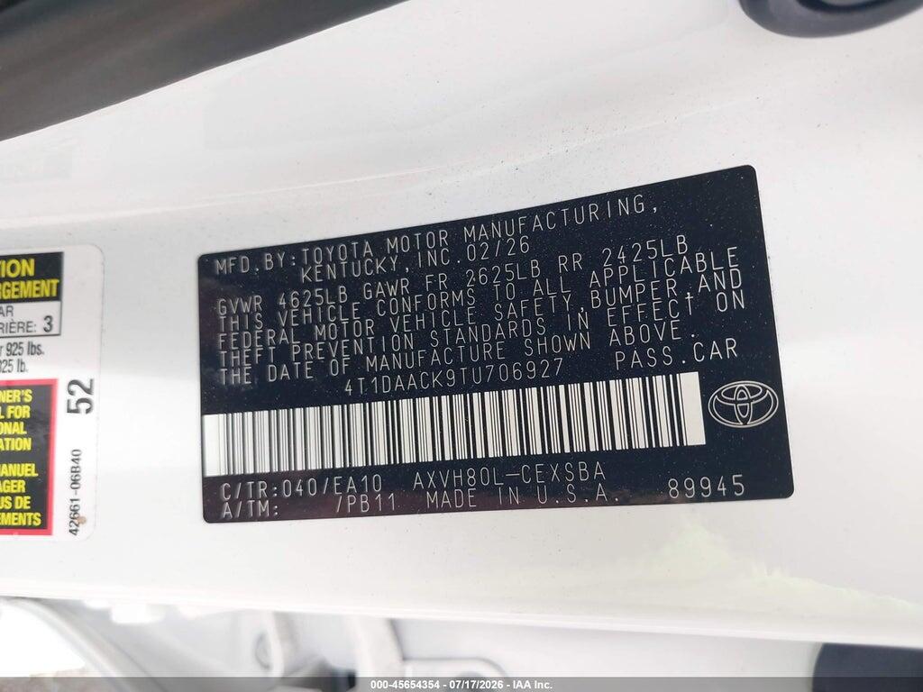 4T1DAACK9TU706927 2026 TOYOTA CAMRY photo no. 9