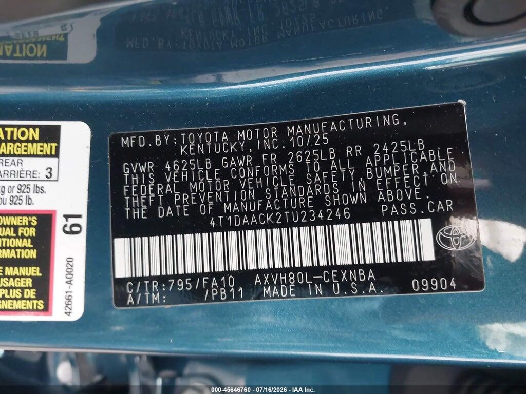 4T1DAACK2TU234246 2026 TOYOTA CAMRY photo no. 9