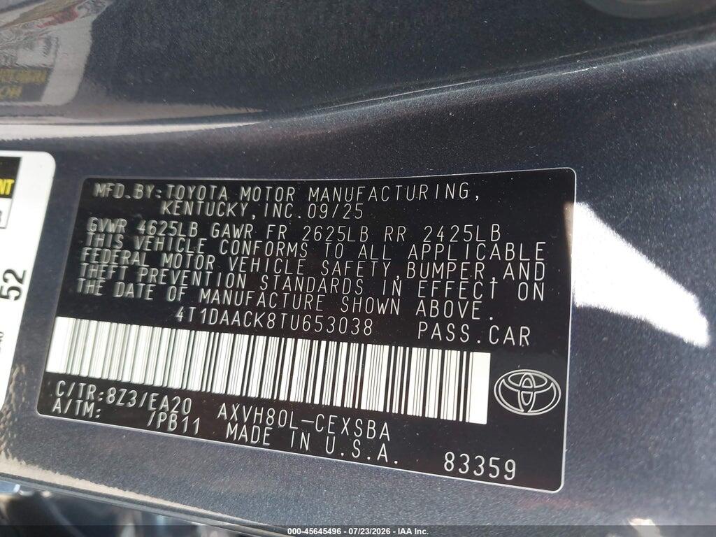 4T1DAACK8TU653038 2026 TOYOTA CAMRY photo no. 9