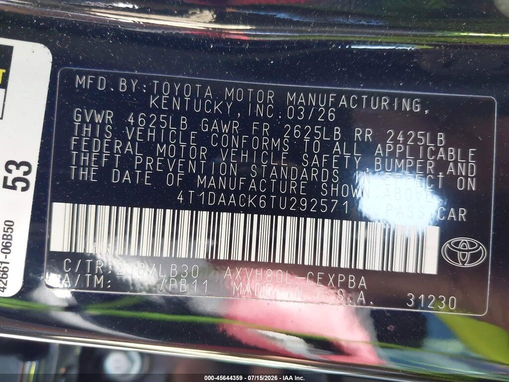 4T1DAACK6TU292571 2026 TOYOTA CAMRY photo no. 9