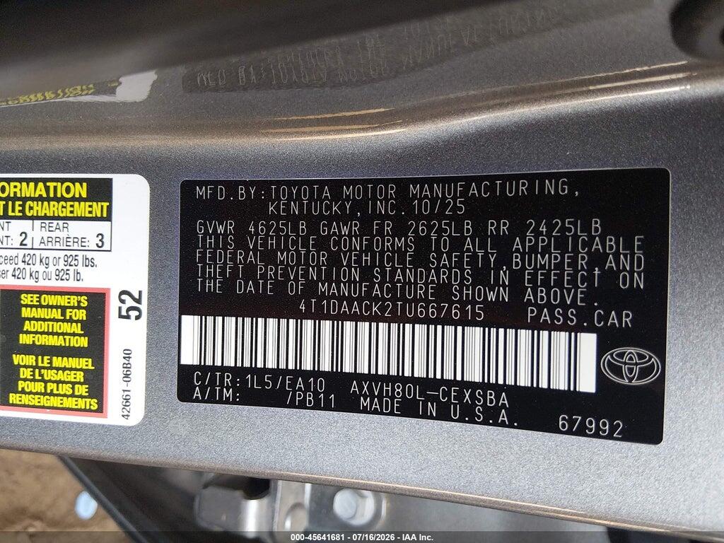 4T1DAACK2TU667615 2026 TOYOTA CAMRY photo no. 9