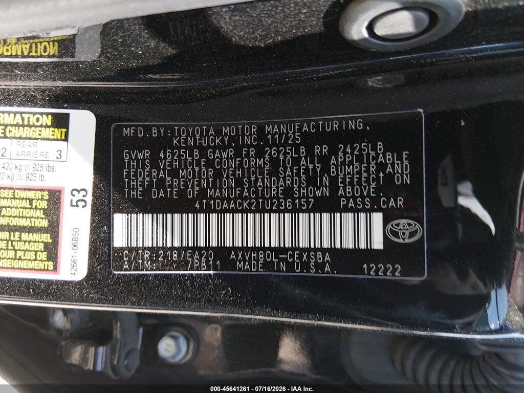 4T1DAACK2TU236157 2026 TOYOTA CAMRY photo no. 9
