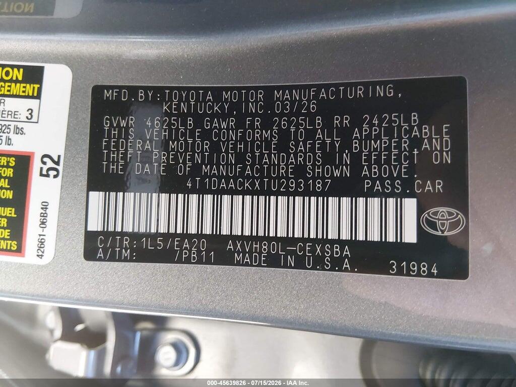 4T1DAACKXTU293187 2026 TOYOTA CAMRY photo no. 9