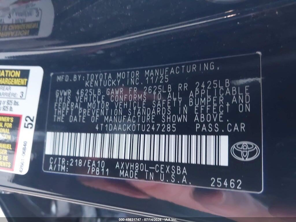 4T1DAACK0TU247285 2026 TOYOTA CAMRY photo no. 9