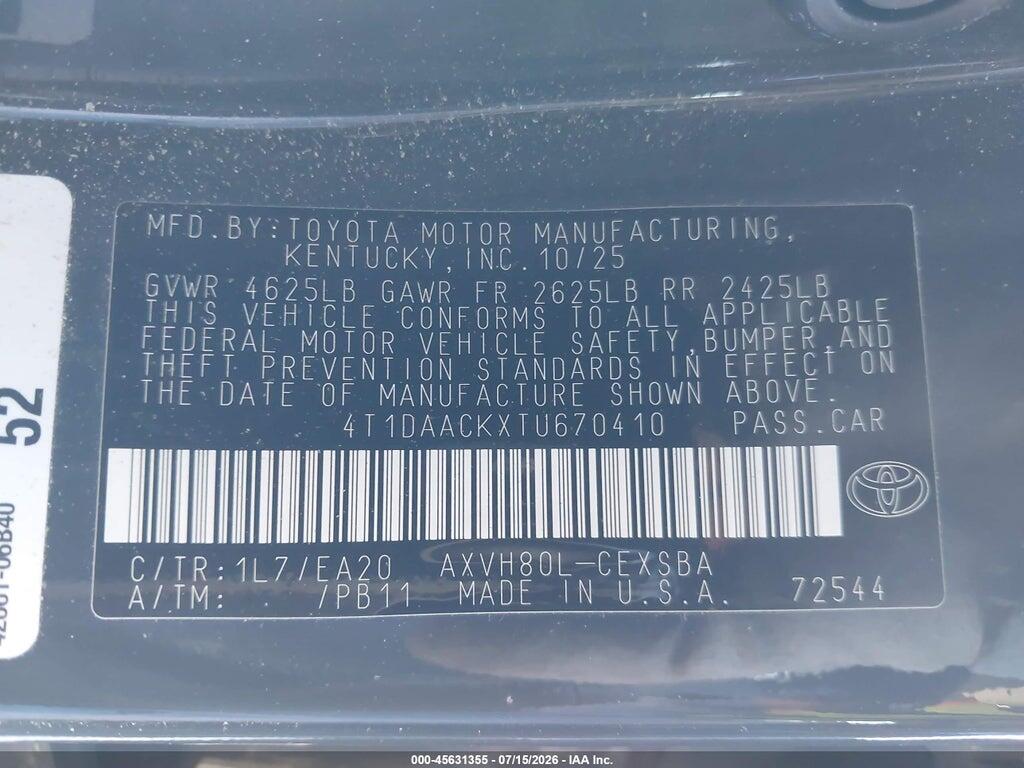 4T1DAACKXTU670410 2026 TOYOTA CAMRY photo no. 9