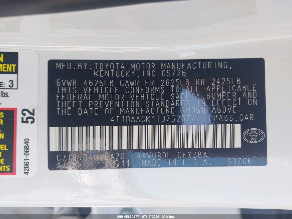 4T1DAACK1TU752574 2026 TOYOTA CAMRY photo no. 9