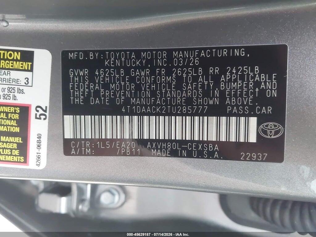 4T1DAACK2TU285777 2026 TOYOTA CAMRY photo no. 9