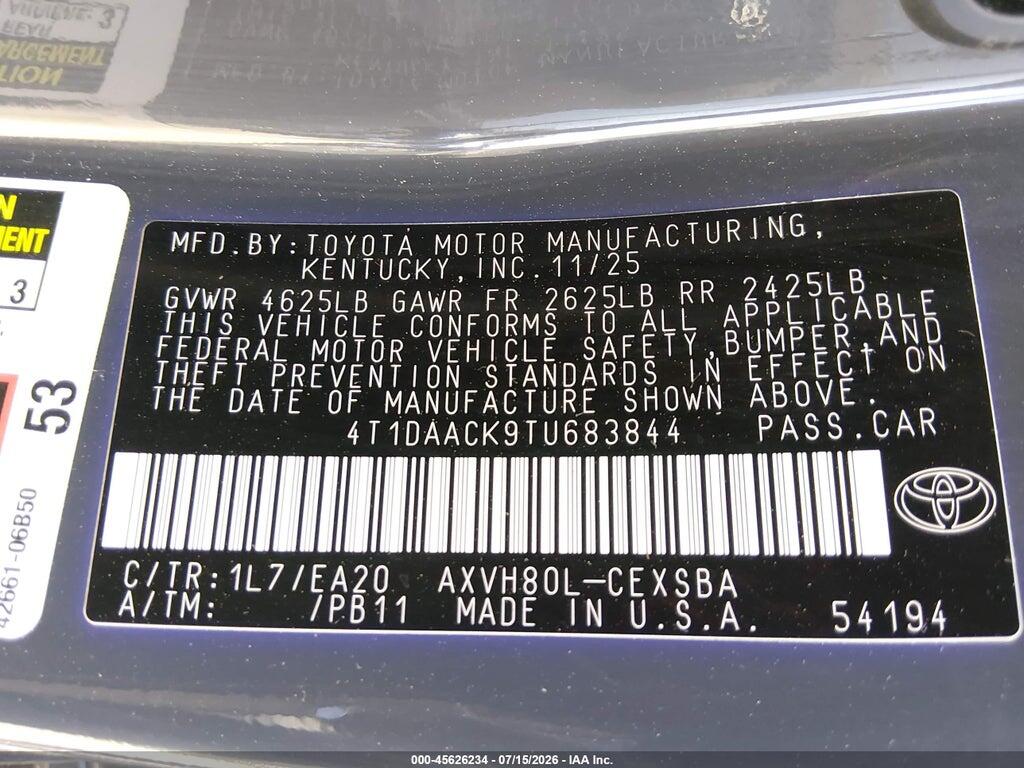 4T1DAACK9TU683844 2026 TOYOTA CAMRY photo no. 9