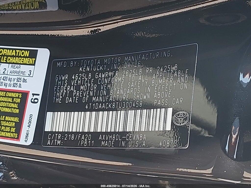 4T1DAACK8TU300458 2026 TOYOTA CAMRY photo no. 9