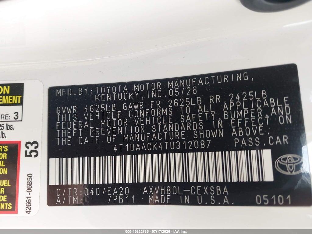 4T1DAACK4TU312087 2026 TOYOTA CAMRY photo no. 9
